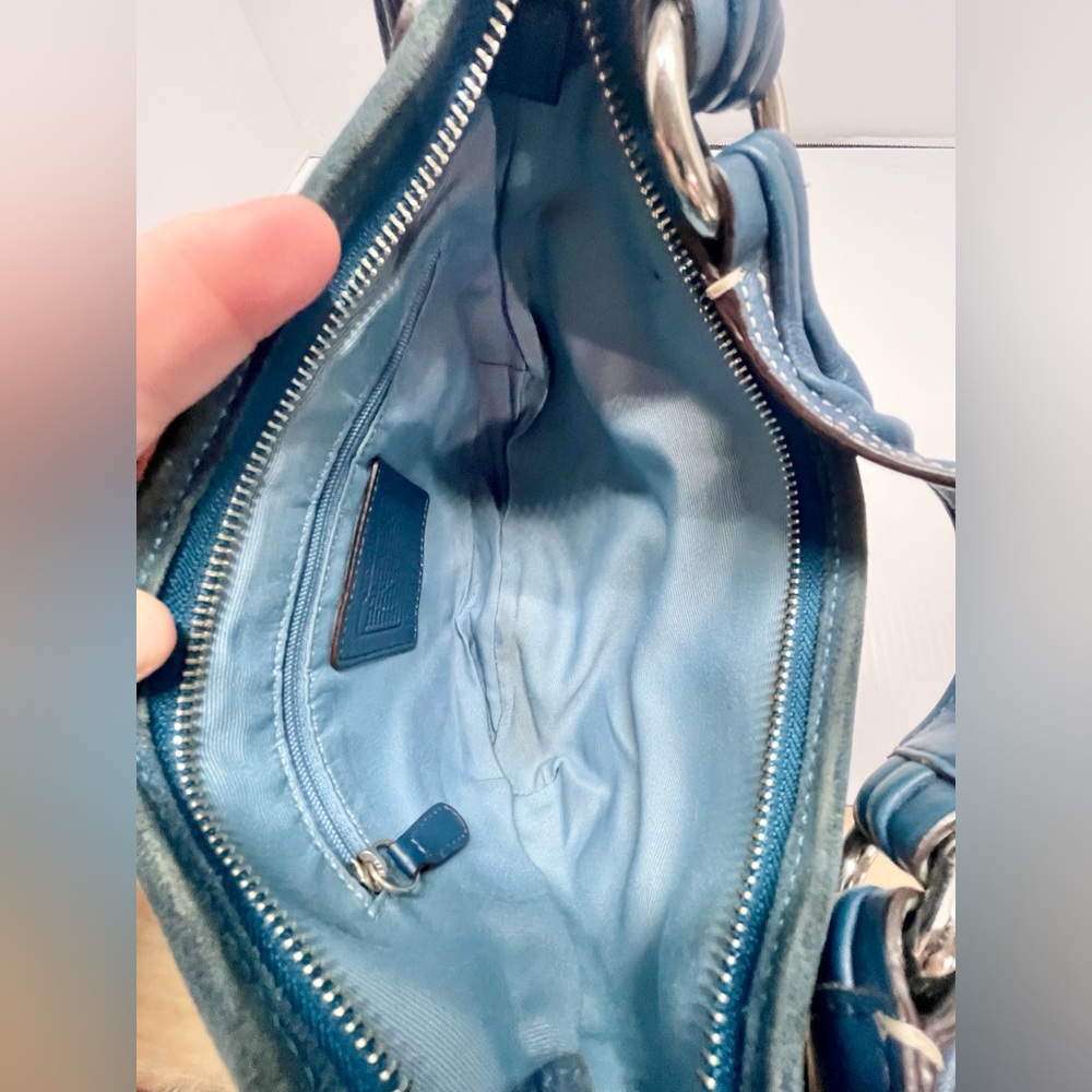 Coach SoHo Hobo Shoulder Bag Blue Suede w/fringe tassel Vintage 2005 style #8A14 - Picture 10 of 14